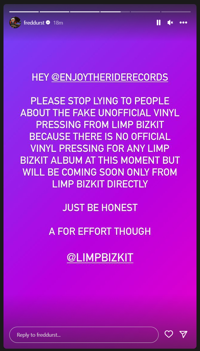 Fred Durst Slammed 'Fake' Vinyl Reissue of Limp Bizkit's