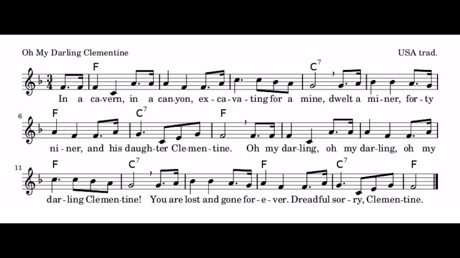 Oh my darling clementine guitar chords.