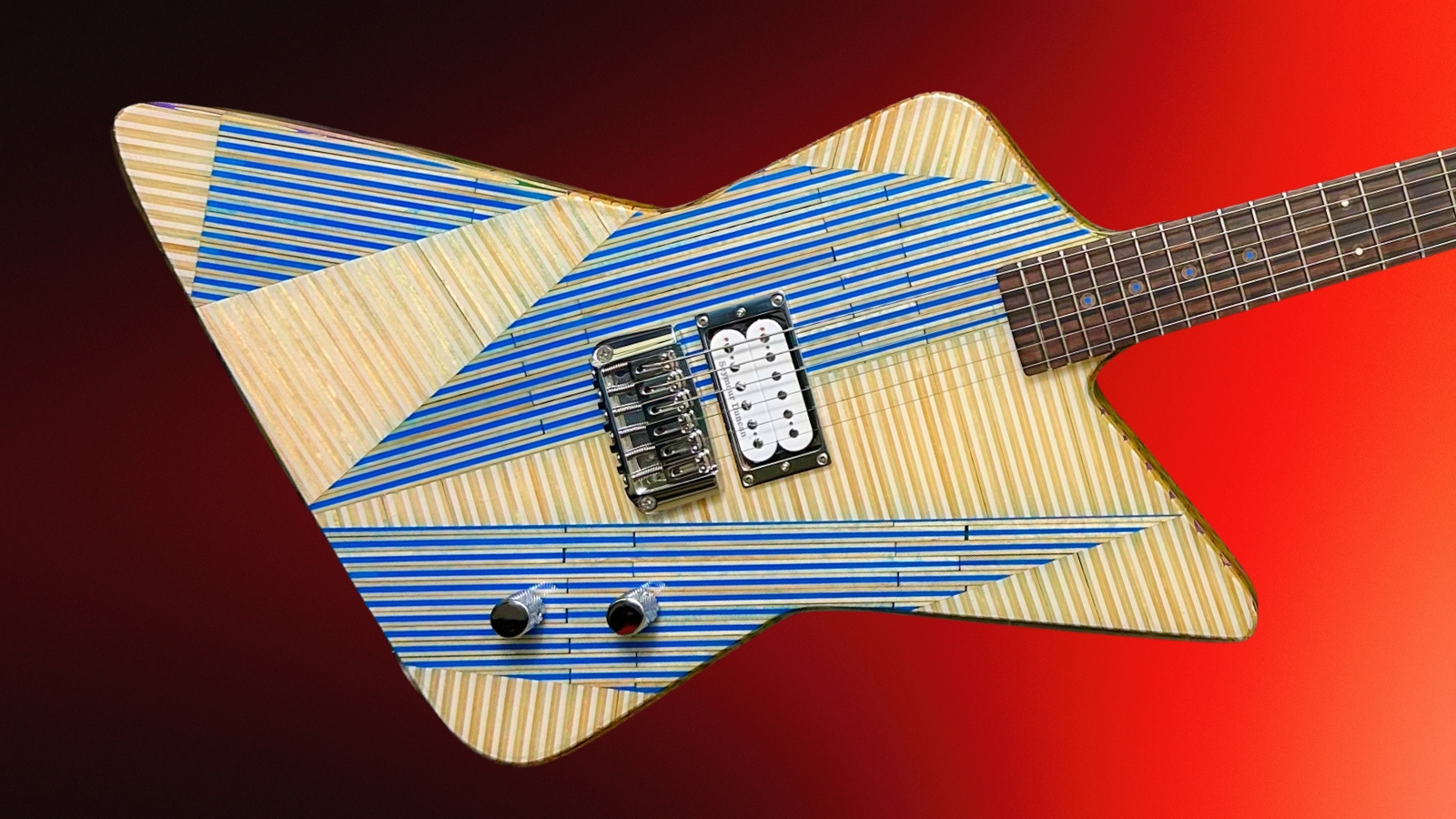 'Bolt Blue' Has Colored Pencils and Epoxy for Its Explorer-type Body: 10 Pounds, $4,800, and One Seymour Duncan JB