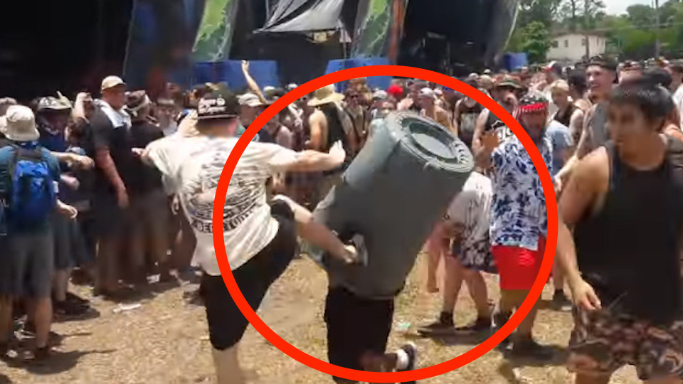 Watch: Dude Enters Mosh Pit in a Garbage Can Watch: Dude Enters