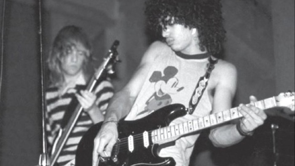 young Slash practicing guitar in his mother's basement, 1983 : r